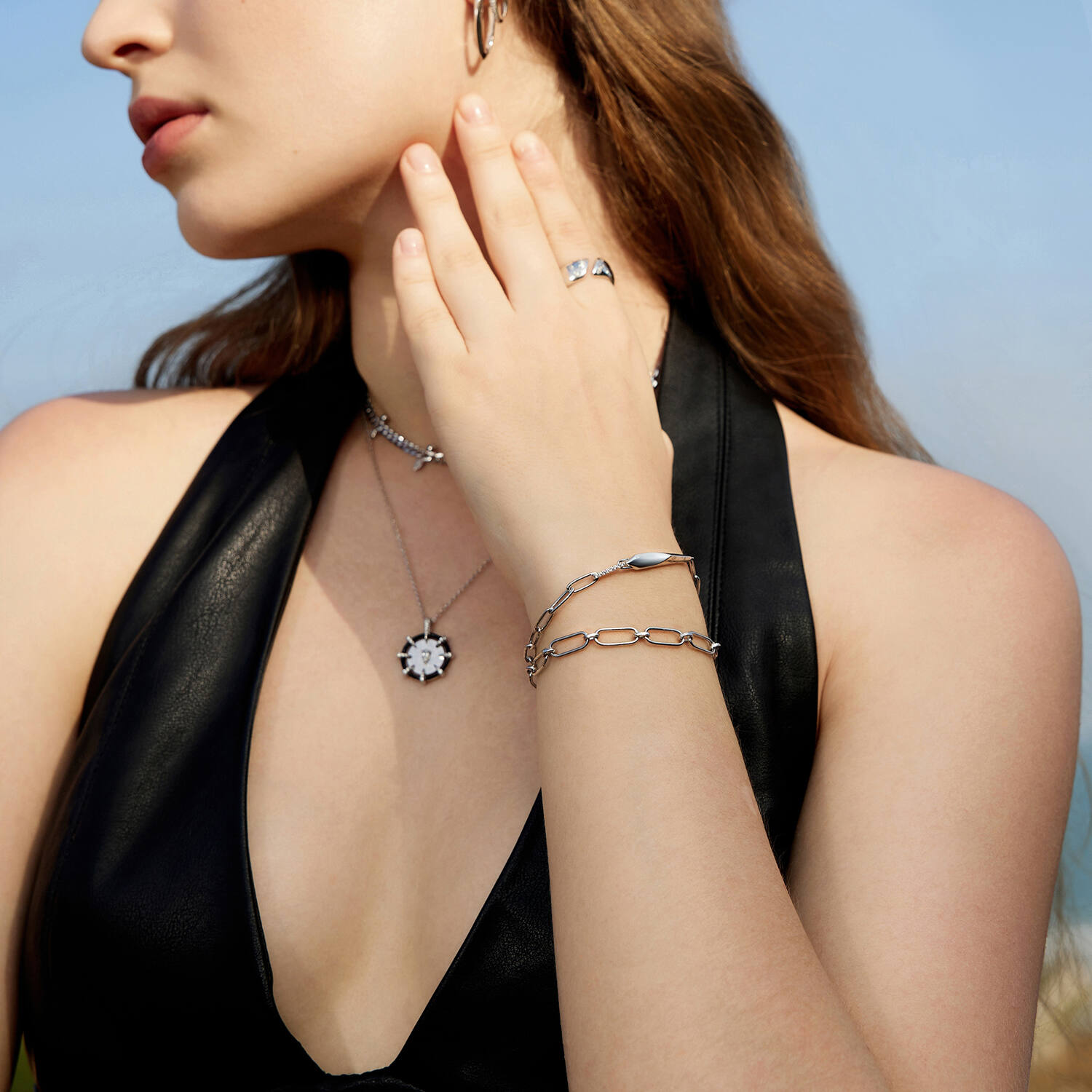  Polished Punk - Gliederarmbänder - Silber / rhodiniert - Zirkonia - 19cm